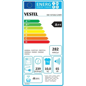 Vestel KM 107202 G 10 kg A++ Çamaşır Kurutma Makinesi Gri