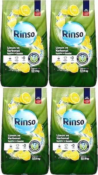 Rinso Matik Renkliler ve Beyazlar İçin 212 Yıkama Toz Deterjan 4x8 kg