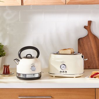Karaca 2151 Çelik 2 lt 2200 W Retro Krem Kettle