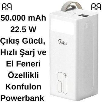 Peeq Konfulon J10 50000 mAh Hızlı Şarj Powerbank Siyah
