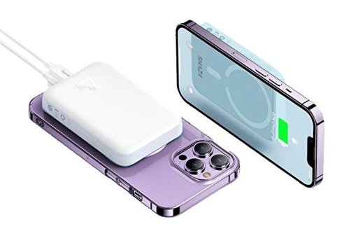 Shaza 20 W Megsafe 5000 mAh Hızlı Şarj Powerbank Beyaz