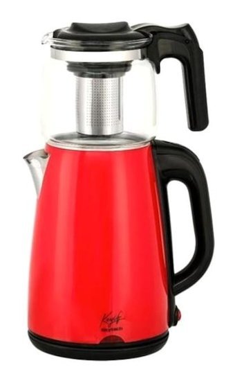 Skytech ST-5575CK Cam Gövdeli 1500 W Kırmızı Çay Makinesi