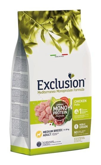 Exclusion Monoprotein Sığır Etli Tahıllı Tavuklu ve Narlı Orta Irk Yetişkin Köpek Maması 12 kg
