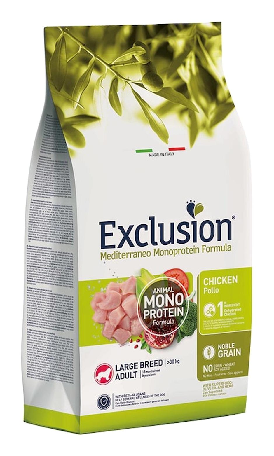 Exclusion Monoprotein Sığır Etli Tahıllı Tavuklu ve Narlı Orta Irk Yetişkin Köpek Maması 12 kg