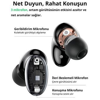 Ugreen Hitune X6 Kulak İçi Kablosuz Bluetooth Kulaklık Siyah
