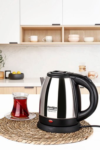 Fantom KT1000 Paslanmaz Çelik 1 lt 1500 W Işıklı Klasik Gri Kettle
