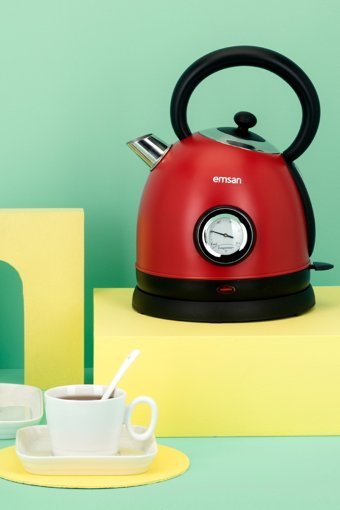 Emsan Turtle Çelik 1.8 lt 2200 W Işıklı Retro Kırmızı Kettle