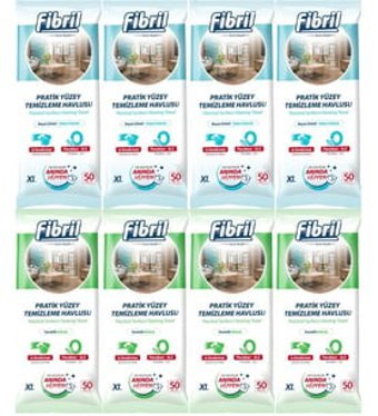 Fibril Karma 50 Yaprak 8'li Paket Islak Temizlik Mendili