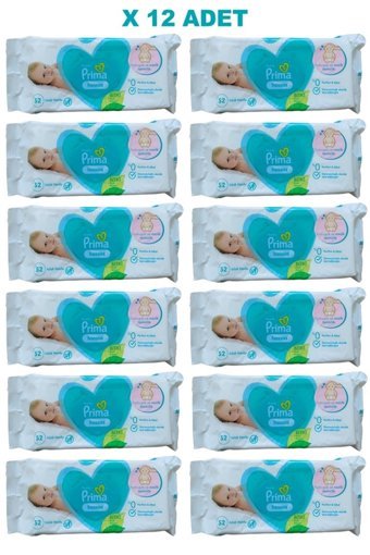 Prima Hassas 52 Yaprak 12'li Paket Islak Havlu