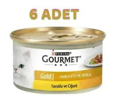 Gourmet Tavuk-Ciğer Yetişkin Yaş Kedi Maması 6x85 gr