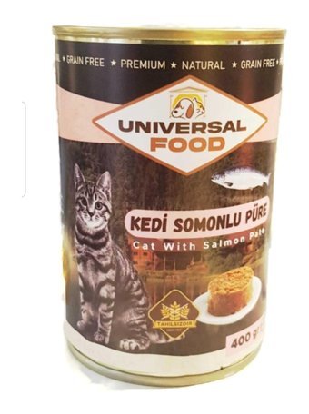 Universal Food Kedi Somonlu Püre Somonlu Yetişkin Yaş Kedi Maması 12x400 gr