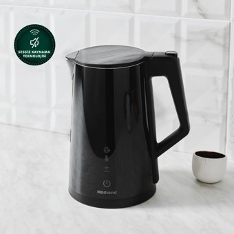 Homend Smart Heatrow Paslanmaz Çelik 1.7 lt 2200 W Klasik Mat Siyah Kettle