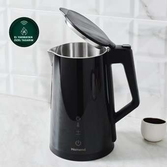 Homend Smart Heatrow Paslanmaz Çelik 1.7 lt 2200 W Klasik Mat Siyah Kettle