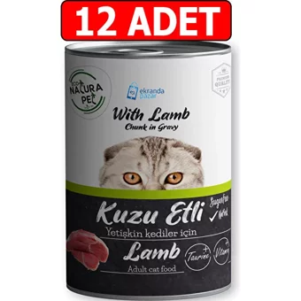 Eco Natura Pet Premium Quality Kuzu Etli Yetişkin Yaş Kedi Maması 12x400 gr