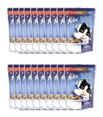 Felix Sığır Eti-Tavuk Yetişkin Yaş Kedi Maması 20x100 gr