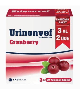 Urinonvef Cranberry Takviye Edici Gıda 90 Kapsül