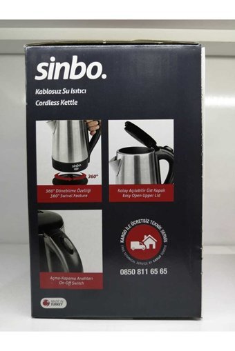 Sinbo 8013 Paslanmaz Çelik 1.5 lt 2000 W Işıklı Klasik Gri Kettle