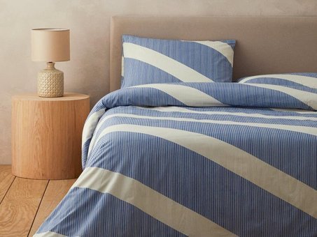 English Home Geomodern Kolay Ütülenir Çift Kişilik Nevresim Takımı Lacivert