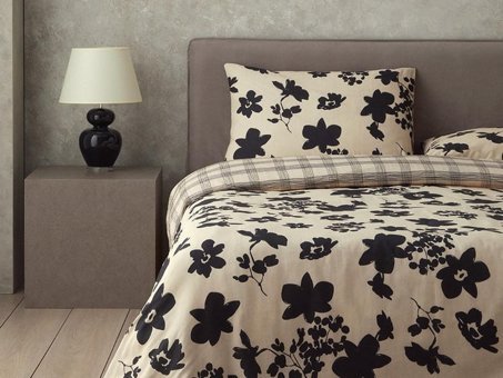 English Home Cosmos Garden Dijital Baskılı Soft Cotton Çift Kişilik Nevresim Seti Bej