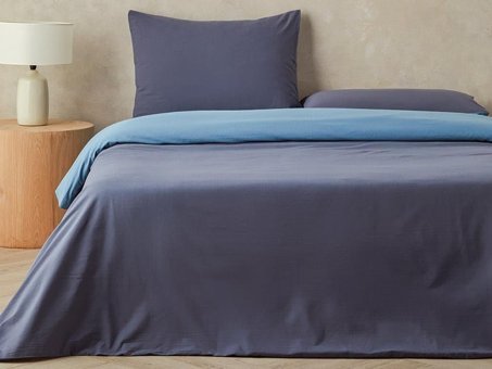English Home Placid Yıkamalı Pamuk Çift Kişilik Nevresim Takımı Lacivert-Mavi