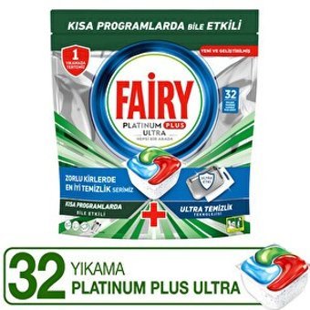 Fairy Platinum Plus Ultra Temizlik Tablet Bulaşık Makinesi Deterjanı 32 Adet