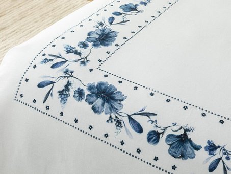English Home Flower Chain Baskılı Soft Cotton Tek Kişilik Nevresim Takımı Lacivert