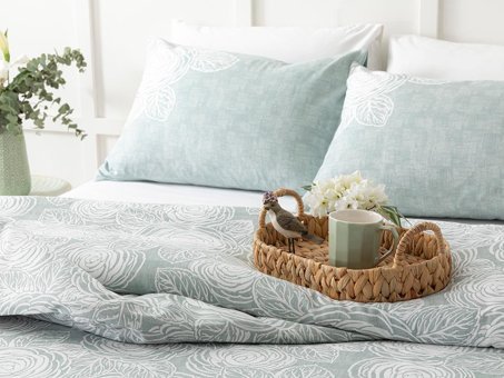 English Home Shabby Rose Krep Tek Kişilik Nevresim Takımı Seledon