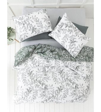 English Home Olive Twig Krep Tek Kişilik Nevresim Takımı Zeytin Yeşili