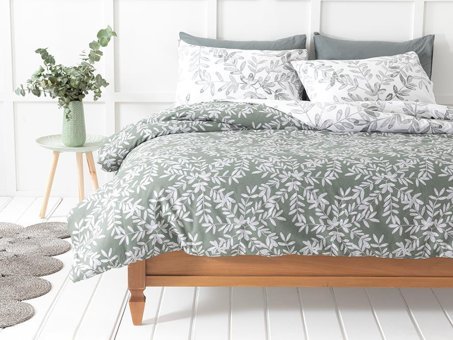 English Home Olive Twig Krep Tek Kişilik Nevresim Takımı Zeytin Yeşili