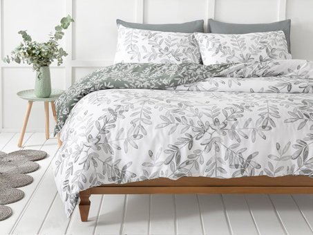 English Home Olive Twig Krep Tek Kişilik Nevresim Takımı Zeytin Yeşili