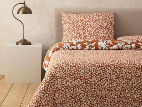 English Home Grandiflora Baskılı Soft Cotton Tek Kişilik Nevresim Seti Terracotta
