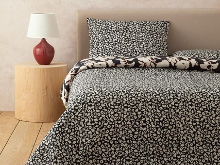 English Home Grandiflora Baskılı Soft Cotton Tek Kişilik Nevresim Seti Antrasit- Terracotta