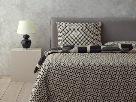 English Home Geodesic Baskılı Soft Cotton Tek Kişilik Nevresim Seti Antrasit - Yeşil