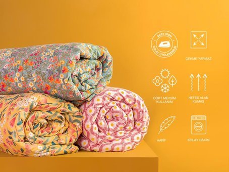 English Home Bloomy Branch Kolay Ütülenir Tek Kişilik Nevresim Sarı