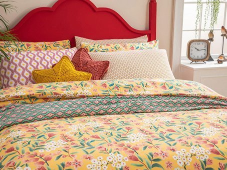 English Home Bloomy Branch Kolay Ütülenir Tek Kişilik Nevresim Sarı