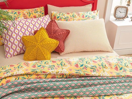 English Home Bloomy Branch Kolay Ütülenir Tek Kişilik Nevresim Sarı
