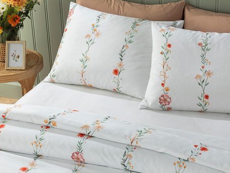 English Home Romantic Line Baskılı Soft Cotton Tek Kişilik Nevresim Takımı Açık Pembe