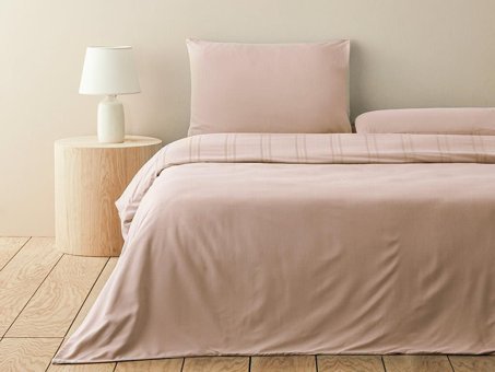 English Home Fancy Premium Soft Cotton Tek Kişilik Nevresim Takımı Gül Kurusu