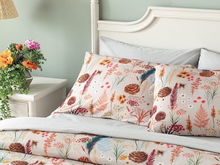 English Home Spring Time Baskılı Soft Cotton Tek Kişilik Nevresim Takımı Bej