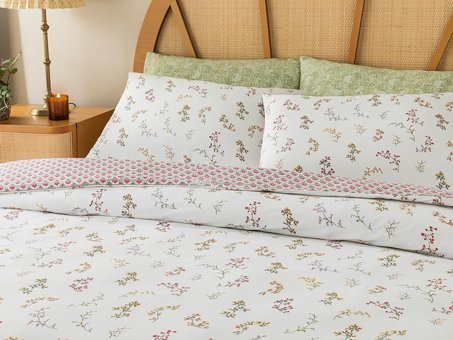 English Home Spring Branch Pamuk Tek Kişilik Nevresim Takımı Koyu Pembe