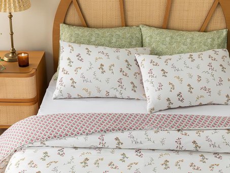 English Home Spring Branch Pamuk Tek Kişilik Nevresim Takımı Koyu Pembe