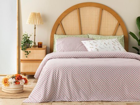 English Home Spring Branch Pamuk Tek Kişilik Nevresim Takımı Koyu Pembe