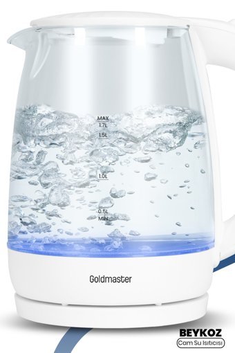 Goldmaster Beykoz Cam 1.8 lt 2200 W Işıklı Klasik Beyaz Kettle