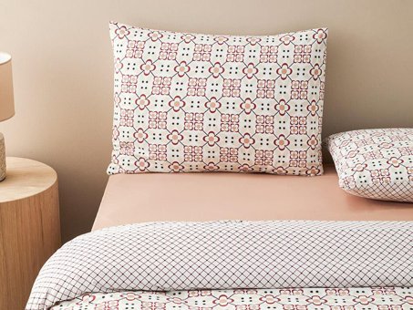 English Home Retro Glam Pamuk Tek Kişilik Nevresim Takımı Kırmızı