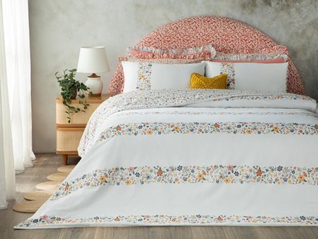 English Home Bloomy Lines Pamuklu Tek Kişilik Nevresim Seti Sarı