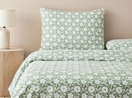 English Home Parterre Kolay Ütülenir Tek Kişilik Nevresim Takımı Açık Yeşil
