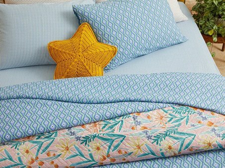 English Home Quarto Kolay Ütülenir Tek Kişilik Nevresim Mavi