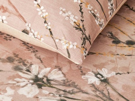 English Home Sweet Spring Baskılı Soft Cotton Tek Kişilik Nevresim Takımı Gül Kurusu
