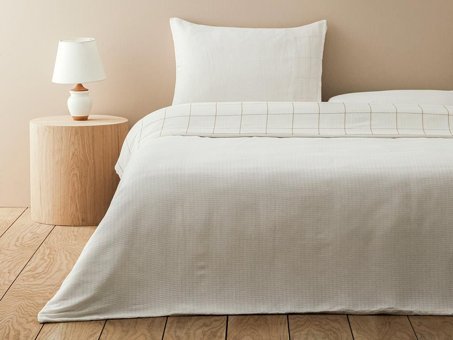 English Home Graph İpliği Boyalı Tek Kişilik Nevresim Takımı Bej
