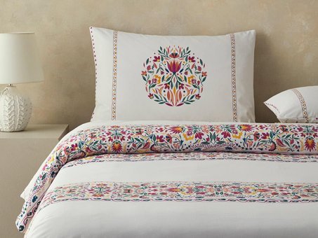 English Home Folk Blossom Tek Kişilik Nevresim Seti Fuşya